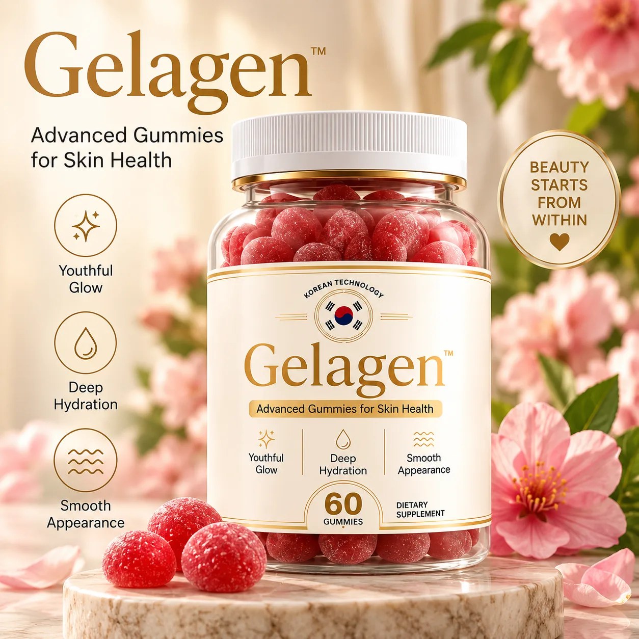 Gellaagen beauty gummies — 60-count bottle