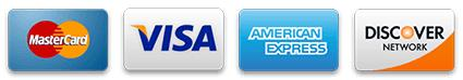 We accept MasterCard, Visa, American Express and Discover